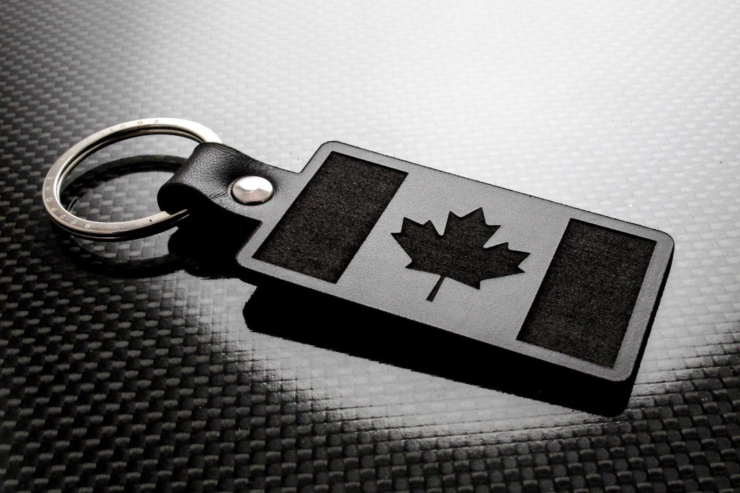 Leather Keychain Canada Flag