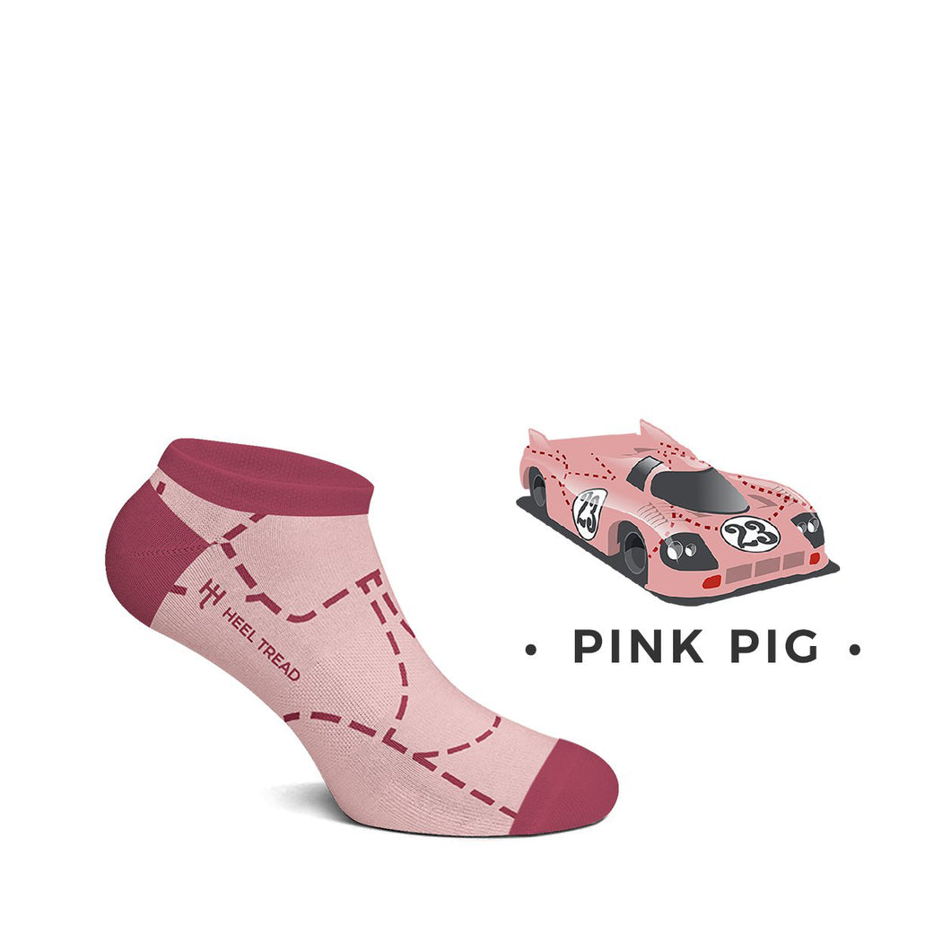 Heel Tread Pink Pig Ankle Socks