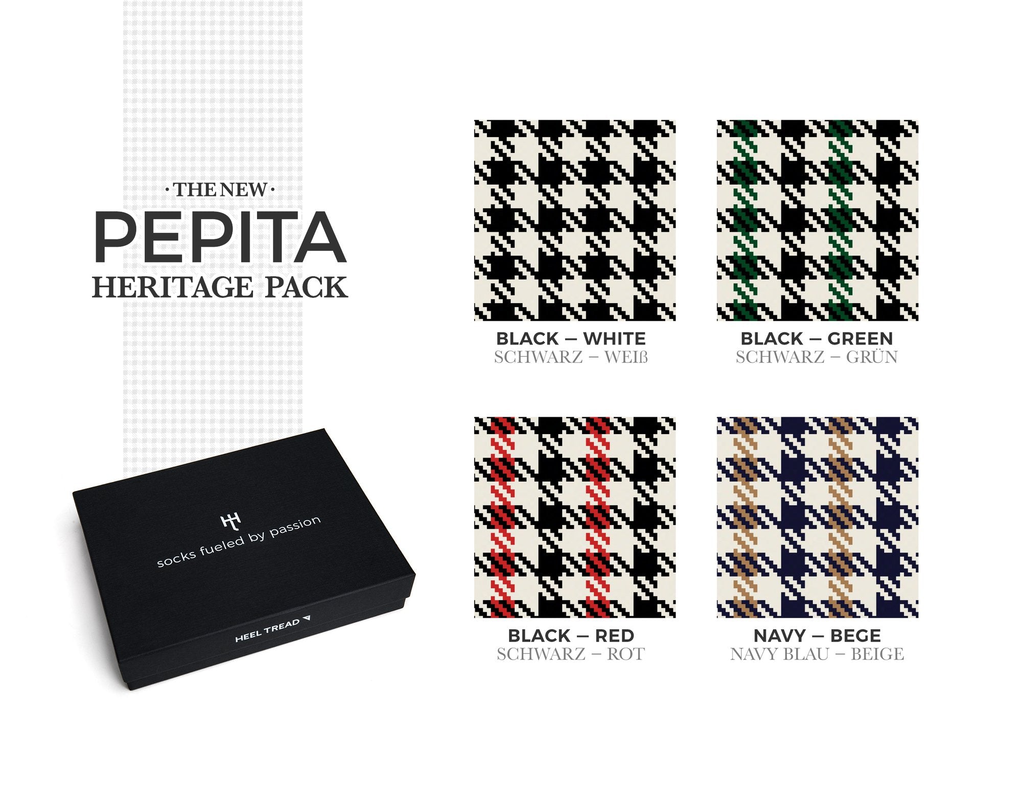 Heel Tread Socks - Pepita Heritage Pack