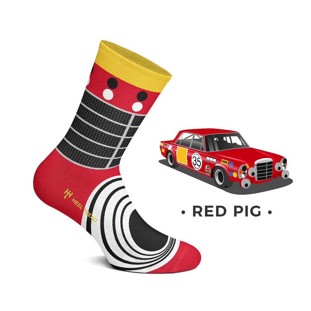 Heel Tread Red Pig Socks