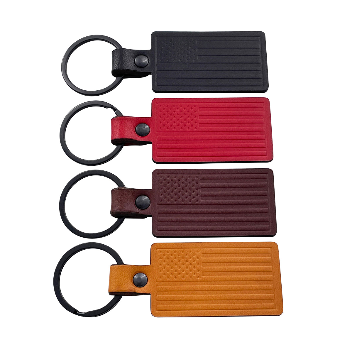 Embossed Leather Keychain for USA Flag