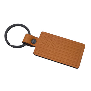 Embossed Leather Keychain for USA Flag