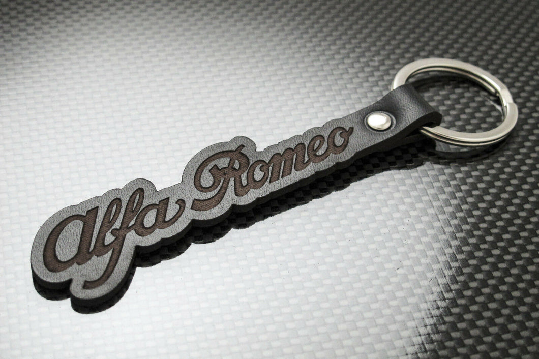 Leather Keychain for Alfa Romeo (Script)