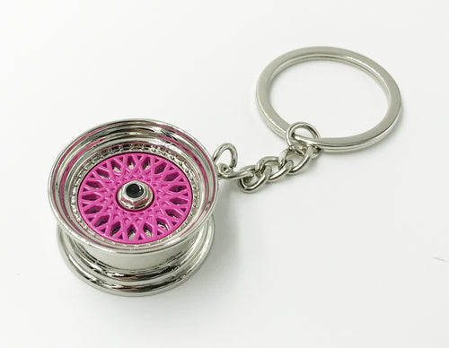 BBS Alloy Wheel Keychain - Pink