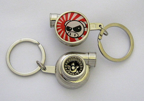 Spinning Turbo Keychain - JDM Drift Pig Logo