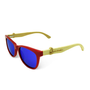 Boostnatics Bamboo Boosted Turbo Shades - Red / Polarized Blue