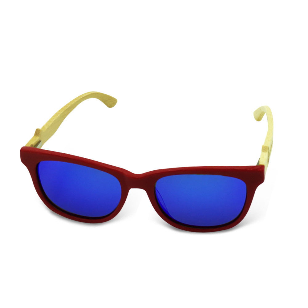 Boostnatics Bamboo Boosted Turbo Shades - Red / Polarized Blue