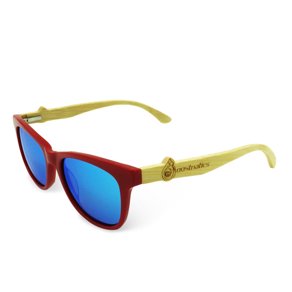 Boostnatics Bamboo Boosted Turbo Shades - Red / Polarized Ice Blue