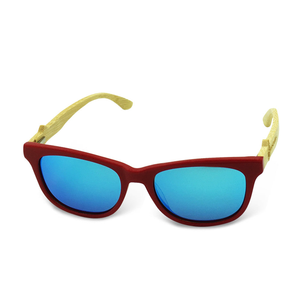 Boostnatics Bamboo Boosted Turbo Shades - Red / Polarized Ice Blue