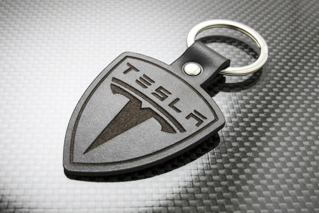 Leather Keychain for Tesla