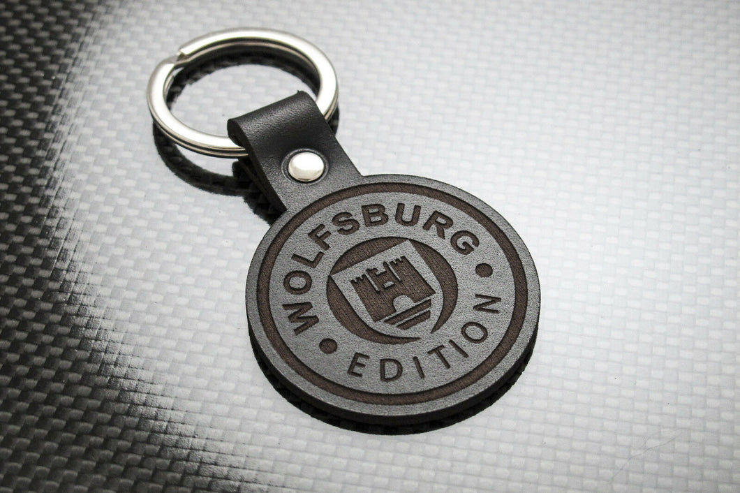 Leather Keychain for Volkswagen VW Wolfsburg (Roundel)